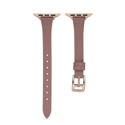 T-shaped Slim Genuine Leather Watch Band, For Apple Watch Series 5 44mm, For Apple Watch Series 5 40mm, For Apple Watch Series 4 44mm, For Apple Watch Series 4 40mm, For Apple Watch Series 3 38mm, For Apple Watch Series 3 42mm - DealBuddy