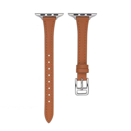 T-shaped Slim Genuine Leather Watch Band, For Apple Watch Series 10 46mm, For Apple Watch Series 10 42mm, For Apple Watch SE 2023 44mm, For Apple Watch SE 2023 40mm, For Apple Watch Ultra 2 49mm, For Apple Watch Series 9 45mm - DealBuddy