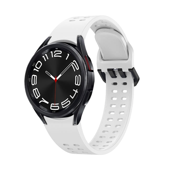 Double-row Hole Solid Color Silicone Watch Band, For Samsung Galaxy Watch 6 - DealBuddy