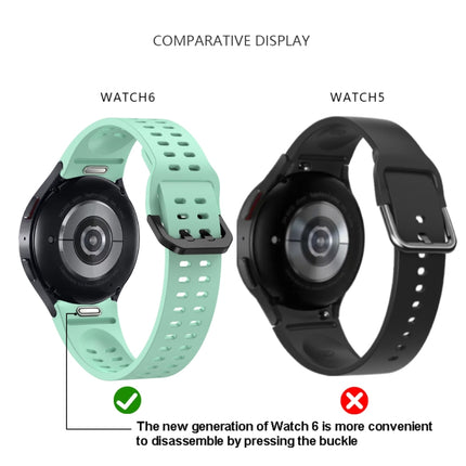 Double-row Hole Solid Color Silicone Watch Band, For Samsung Galaxy Watch 6 - DealBuddy