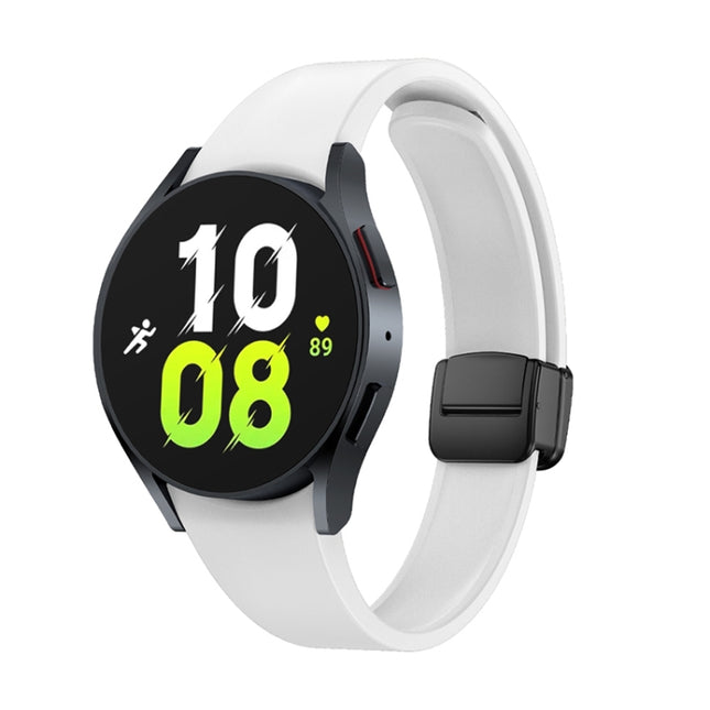 Magnetic Folding Black Buckle Silicone Watch Band, For Samsung Galaxy Watch 6 - DealBuddy