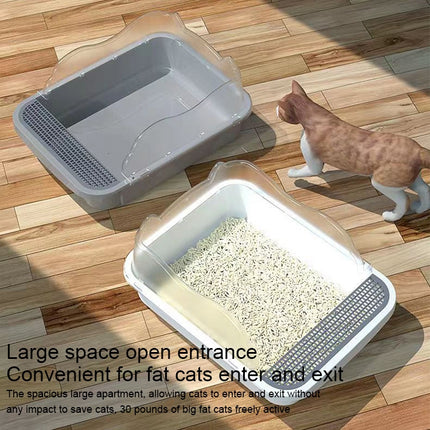 Semi-closed Cat-ear Baffle Cat Litter Basin Deodorization Cat Toilet, Small Size, Large Size - DealBuddy