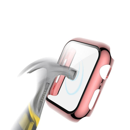 Electroplated PC Case + Tempered Film Integrated Protective Cover, For Apple Watch Series 3 & 2 & 1 38mm, For Apple Watch Series 3 & 2 & 1  42mm, For Apple Watch Series 5 & 4 40mm, For Apple Watch Series 5 & 4 44mm - DealBuddy