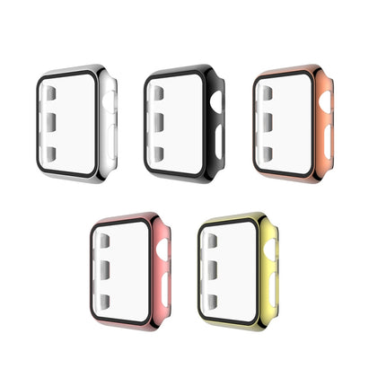 Electroplated PC Case + Tempered Film Integrated Protective Cover, For Apple Watch Series 3 & 2 & 1 38mm, For Apple Watch Series 3 & 2 & 1  42mm, For Apple Watch Series 5 & 4 40mm, For Apple Watch Series 5 & 4 44mm - DealBuddy