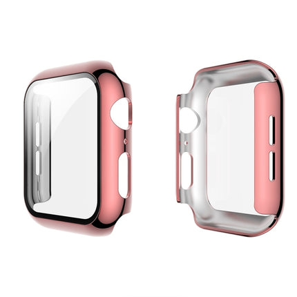 Electroplated PC Case + Tempered Film Integrated Protective Cover, For Apple Watch Series 3 & 2 & 1 38mm, For Apple Watch Series 3 & 2 & 1  42mm, For Apple Watch Series 5 & 4 40mm, For Apple Watch Series 5 & 4 44mm - DealBuddy