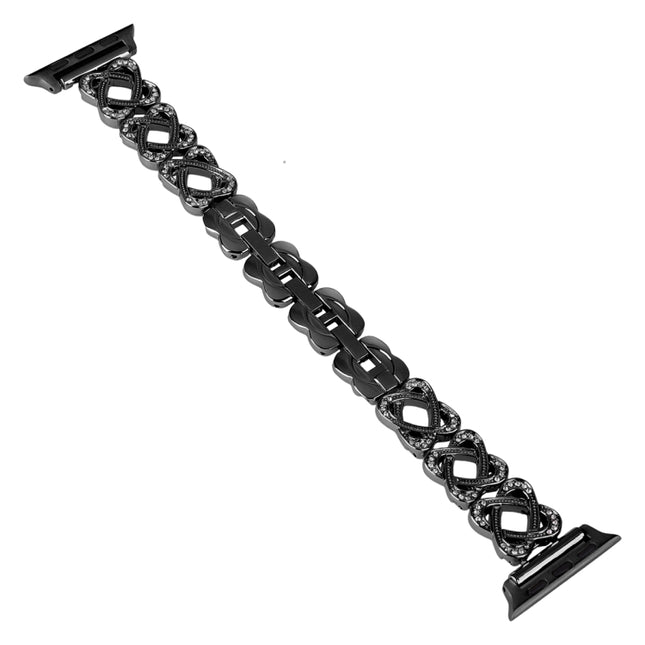 Hearts Crossed Diamond Metal Watch Band