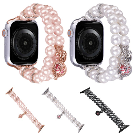 Beaded Dual Row Pearl Bracelet Watch Band