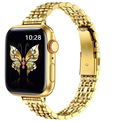 Slim Seven Bead Slingshot Buckle Metal Watch Band, For Apple Watch SE 40mm, For Apple Watch SE 44mm, For Apple Watch Series 6 40mm, For Apple Watch Series 6 44mm, For Apple Watch Series 5 44mm, For Apple Watch Series 5 40mm, For Apple Watch Series 4 44... - DealBuddy