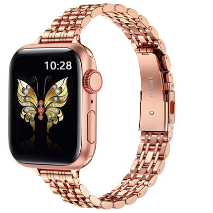 Slim Seven Bead Slingshot Buckle Metal Watch Band, For Apple Watch SE 40mm, For Apple Watch SE 44mm, For Apple Watch Series 6 40mm, For Apple Watch Series 6 44mm, For Apple Watch Series 5 44mm, For Apple Watch Series 5 40mm, For Apple Watch Series 4 44... - DealBuddy