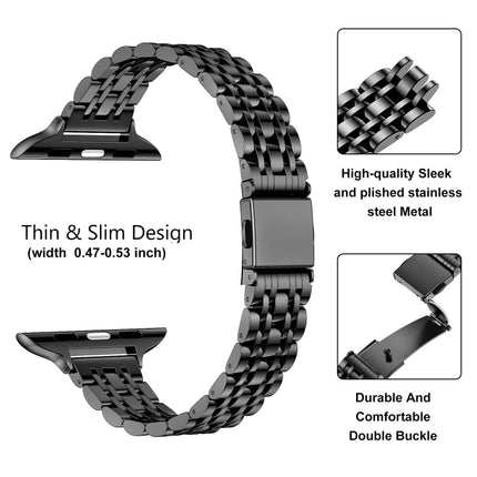 Slim Seven Bead Slingshot Buckle Metal Watch Band, For Apple Watch 42mm, For Apple Watch 38mm - DealBuddy