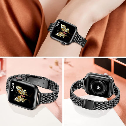 Slim Seven Bead Slingshot Buckle Metal Watch Band, For Apple Watch 42mm, For Apple Watch 38mm - DealBuddy