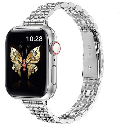 Slim Seven Bead Slingshot Buckle Metal Watch Band, For Apple Watch 42mm, For Apple Watch 38mm - DealBuddy