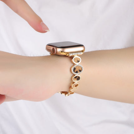 Leopard Rhinestones Metal Chain Watch Band, For Apple Watch SE 2023 44mm, For Apple Watch SE 2023 40mm, For Apple Watch Ultra 2 49mm, For Apple Watch Series 9 45mm, For Apple Watch Series 9 41mm, For Apple Watch Ultra 49mm, For Apple Watch Series 8 41m... - DealBuddy