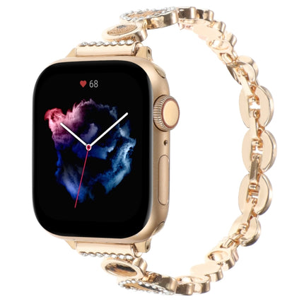 Leopard Rhinestones Metal Chain Watch Band