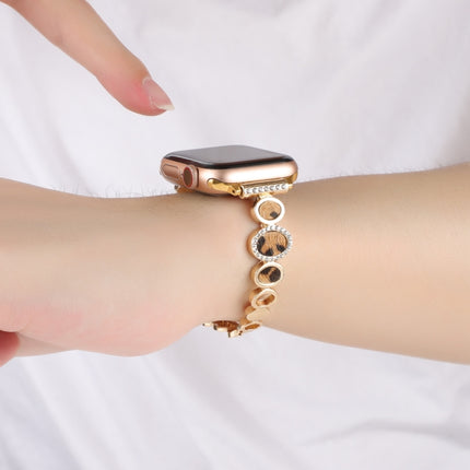 Leopard Rhinestones Metal Chain Watch Band