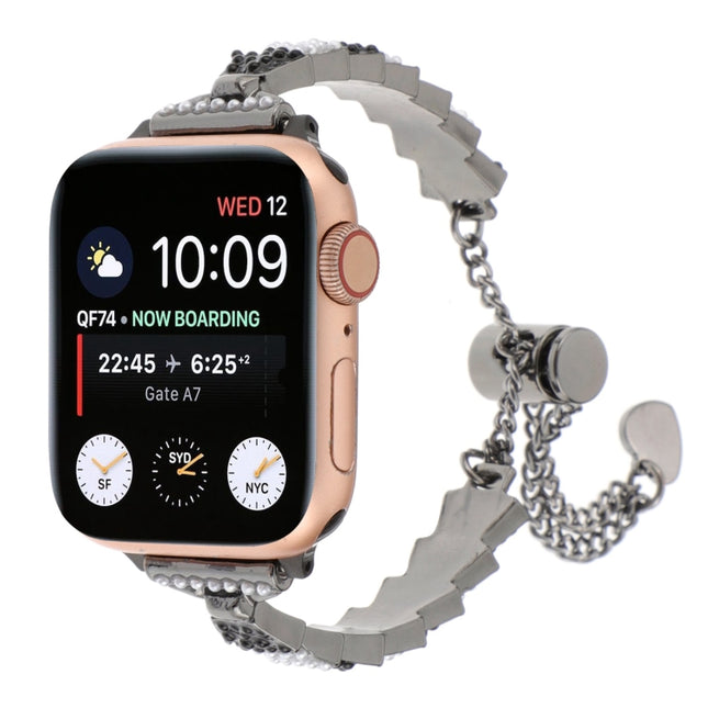 Shell Beads Chain Bracelet Metal Watch Band, For Apple Watch SE 2023 44mm, For Apple Watch SE 2023 40mm, For Apple Watch Ultra 2 49mm, For Apple Watch Series 9 45mm, For Apple Watch Series 9 41mm, For Apple Watch Ultra 49mm, For Apple Watch Series 8 41...