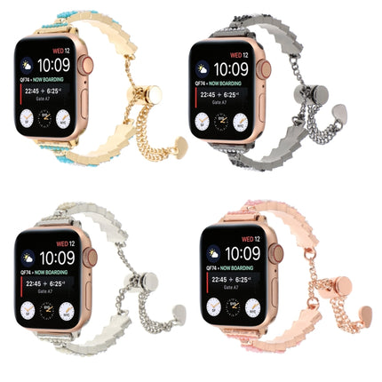 Shell Beads Chain Bracelet Metal Watch Band, For Apple Watch SE 2023 44mm, For Apple Watch SE 2023 40mm, For Apple Watch Ultra 2 49mm, For Apple Watch Series 9 45mm, For Apple Watch Series 9 41mm, For Apple Watch Ultra 49mm, For Apple Watch Series 8 41...