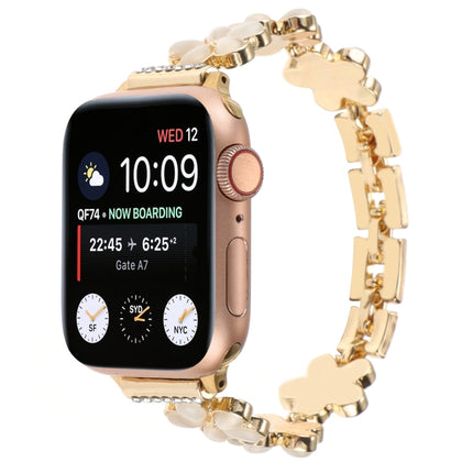 5-petaled Flower Zinc Alloy Chain Watch Band, For Apple Watch SE 2023 44mm, For Apple Watch SE 2023 40mm, For Apple Watch Ultra 2 49mm, For Apple Watch Series 9 45mm, For Apple Watch Series 9 41mm, For Apple Watch Ultra 49mm