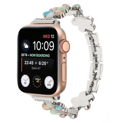 5-petaled Flower Zinc Alloy Chain Watch Band, For Apple Watch SE 2023 44mm, For Apple Watch SE 2023 40mm, For Apple Watch Ultra 2 49mm, For Apple Watch Series 9 45mm, For Apple Watch Series 9 41mm, For Apple Watch Ultra 49mm