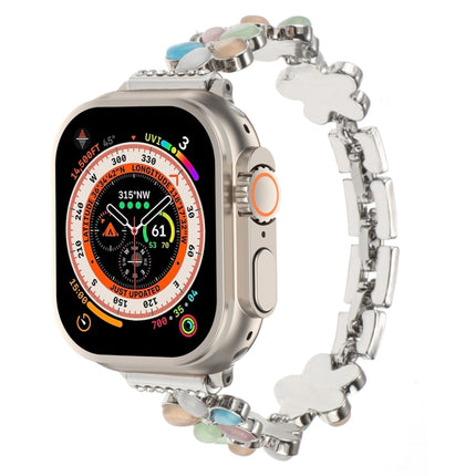 5-petaled Flower Zinc Alloy Chain Watch Band, For Apple Watch SE 2023 44mm, For Apple Watch SE 2023 40mm, For Apple Watch Ultra 2 49mm, For Apple Watch Series 9 45mm, For Apple Watch Series 9 41mm, For Apple Watch Ultra 49mm