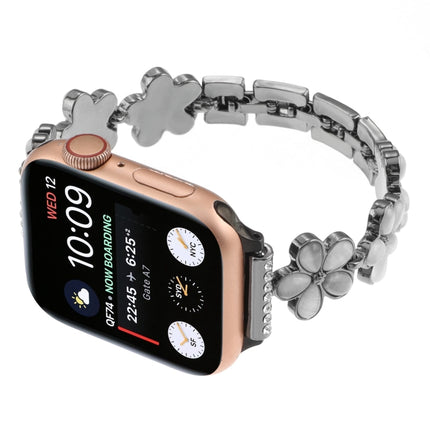 5-petaled Flower Zinc Alloy Chain Watch Band, For Apple Watch Series 8 41mm, For Apple Watch Series 8 45mm, For Apple Watch SE 2022 40mm, For Apple Watch SE 2022 44mm, For Apple Watch Series 7 41mm, For Apple Watch Series 7 45mm
