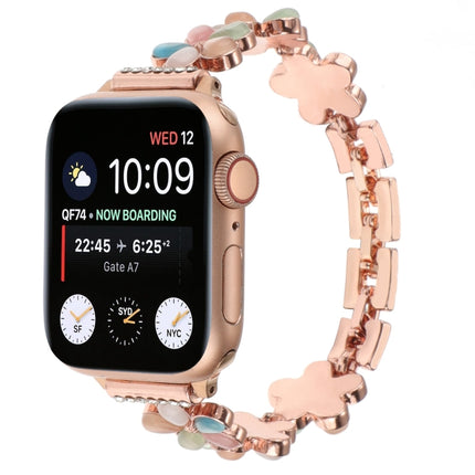 5-petaled Flower Zinc Alloy Chain Watch Band, For Apple Watch Series 4 44mm, For Apple Watch Series 4 40mm, For Apple Watch Series 3 38mm, For Apple Watch Series 3 42mm, For Apple Watch Series 2 42mm, For Apple Watch Series 2 38mm