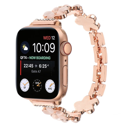 5-petaled Flower Zinc Alloy Chain Watch Band, For Apple Watch Series 4 44mm, For Apple Watch Series 4 40mm, For Apple Watch Series 3 38mm, For Apple Watch Series 3 42mm, For Apple Watch Series 2 42mm, For Apple Watch Series 2 38mm