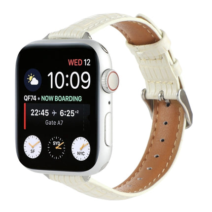 Slim Crocodile Leather Watch Band, For Apple Watch SE 2023 44mm, For Apple Watch SE 2023 40mm, For Apple Watch Ultra 2 49mm, For Apple Watch Series 9 45mm, For Apple Watch Series 9 41mm, For Apple Watch Ultra 49mm