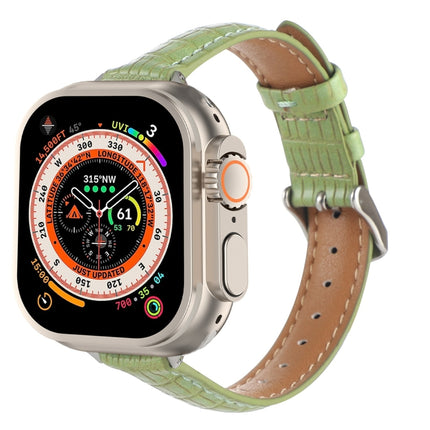 Slim Crocodile Leather Watch Band, For Apple Watch SE 2023 44mm, For Apple Watch SE 2023 40mm, For Apple Watch Ultra 2 49mm, For Apple Watch Series 9 45mm, For Apple Watch Series 9 41mm, For Apple Watch Ultra 49mm