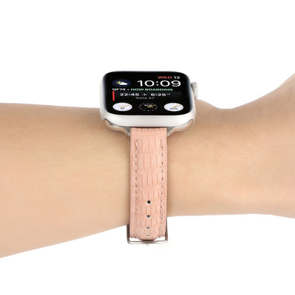 Slim Crocodile Leather Watch Band, For Apple Watch SE 40mm, For Apple Watch SE 44mm, For Apple Watch Series 6 40mm, For Apple Watch Series 6 44mm, For Apple Watch Series 5 44mm, For Apple Watch Series 5 40mm