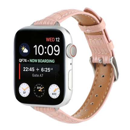 Slim Crocodile Leather Watch Band, For Apple Watch SE 40mm, For Apple Watch SE 44mm, For Apple Watch Series 6 40mm, For Apple Watch Series 6 44mm, For Apple Watch Series 5 44mm, For Apple Watch Series 5 40mm