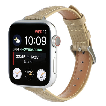 Slim Crocodile Leather Watch Band, For Apple Watch SE 40mm, For Apple Watch SE 44mm, For Apple Watch Series 6 40mm, For Apple Watch Series 6 44mm, For Apple Watch Series 5 44mm, For Apple Watch Series 5 40mm