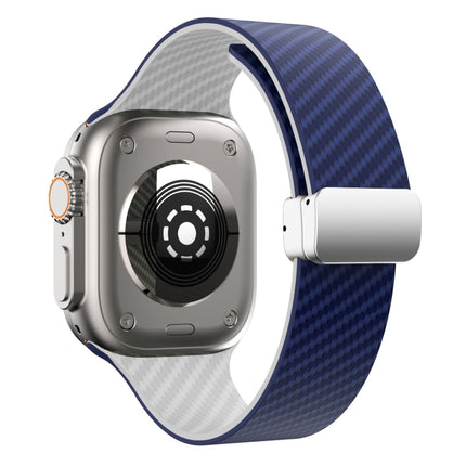 Carbon Fiber Magnetic Silver Buckle Watch Band, For Apple Watch SE 2023 44mm, For Apple Watch SE 2023 40mm, For Apple Watch Ultra 2 49mm - DealBuddy