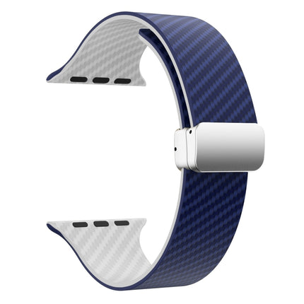 Carbon Fiber Magnetic Silver Buckle Watch Band, For Apple Watch SE 2023 44mm, For Apple Watch SE 2023 40mm, For Apple Watch Ultra 2 49mm - DealBuddy