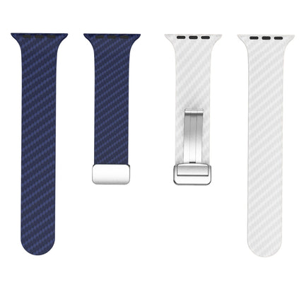 Carbon Fiber Magnetic Silver Buckle Watch Band, For Apple Watch SE 2023 44mm, For Apple Watch SE 2023 40mm, For Apple Watch Ultra 2 49mm - DealBuddy