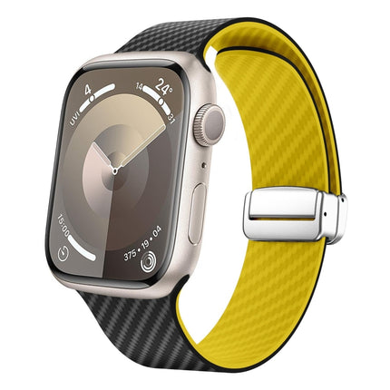 Carbon Fiber Magnetic Silver Buckle Watch Band, For Apple Watch SE 2023 44mm, For Apple Watch SE 2023 40mm, For Apple Watch Ultra 2 49mm - DealBuddy