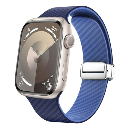 Carbon Fiber Magnetic Silver Buckle Watch Band, For Apple Watch SE 2023 44mm, For Apple Watch SE 2023 40mm, For Apple Watch Ultra 2 49mm - DealBuddy