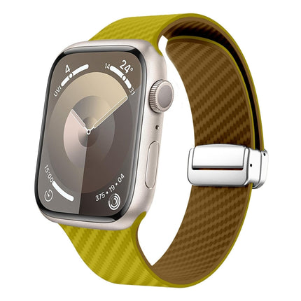 Carbon Fiber Magnetic Silver Buckle Watch Band, For Apple Watch SE 2023 44mm, For Apple Watch SE 2023 40mm, For Apple Watch Ultra 2 49mm - DealBuddy