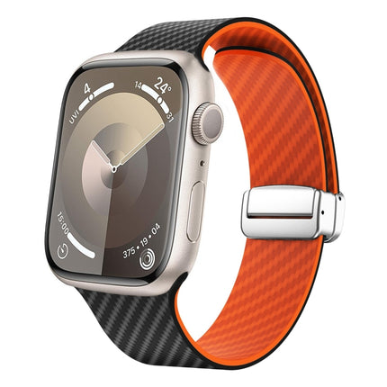 Carbon Fiber Magnetic Silver Buckle Watch Band, For Apple Watch SE 2023 44mm, For Apple Watch SE 2023 40mm, For Apple Watch Ultra 2 49mm - DealBuddy