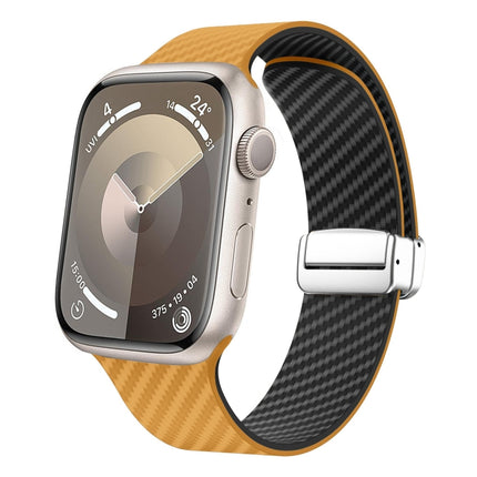 Carbon Fiber Magnetic Silver Buckle Watch Band, For Apple Watch SE 2023 44mm, For Apple Watch SE 2023 40mm, For Apple Watch Ultra 2 49mm - DealBuddy