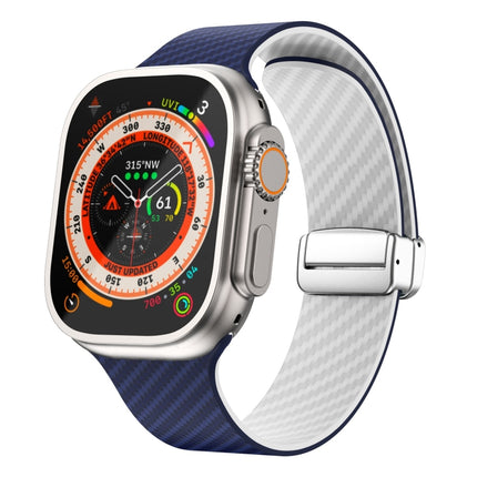 Carbon Fiber Magnetic Silver Buckle Watch Band, For Apple Watch SE 2023 44mm, For Apple Watch SE 2023 40mm, For Apple Watch Ultra 2 49mm - DealBuddy