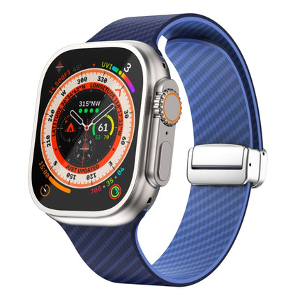 Carbon Fiber Magnetic Silver Buckle Watch Band, For Apple Watch SE 2023 44mm, For Apple Watch SE 2023 40mm, For Apple Watch Ultra 2 49mm - DealBuddy