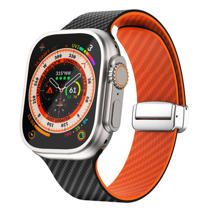Carbon Fiber Magnetic Silver Buckle Watch Band, For Apple Watch SE 2023 44mm, For Apple Watch SE 2023 40mm, For Apple Watch Ultra 2 49mm - DealBuddy