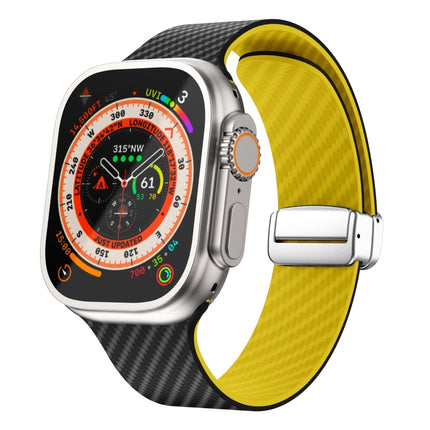 Carbon Fiber Magnetic Silver Buckle Watch Band, For Apple Watch SE 2023 44mm, For Apple Watch SE 2023 40mm, For Apple Watch Ultra 2 49mm - DealBuddy