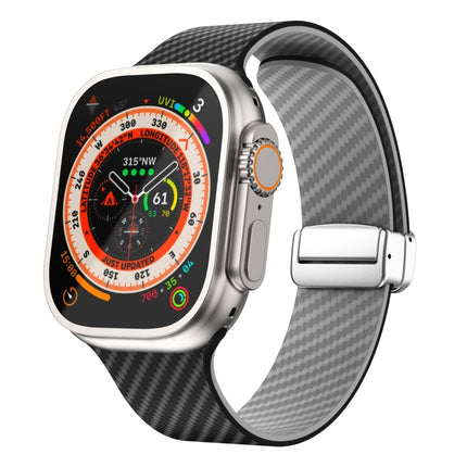 Carbon Fiber Magnetic Silver Buckle Watch Band, For Apple Watch SE 2023 44mm, For Apple Watch SE 2023 40mm, For Apple Watch Ultra 2 49mm - DealBuddy