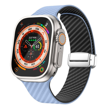 Carbon Fiber Magnetic Silver Buckle Watch Band, For Apple Watch SE 2023 44mm, For Apple Watch SE 2023 40mm, For Apple Watch Ultra 2 49mm - DealBuddy