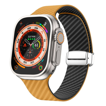Carbon Fiber Magnetic Silver Buckle Watch Band, For Apple Watch SE 2023 44mm, For Apple Watch SE 2023 40mm, For Apple Watch Ultra 2 49mm - DealBuddy