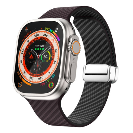 Carbon Fiber Magnetic Silver Buckle Watch Band, For Apple Watch SE 2023 44mm, For Apple Watch SE 2023 40mm, For Apple Watch Ultra 2 49mm - DealBuddy