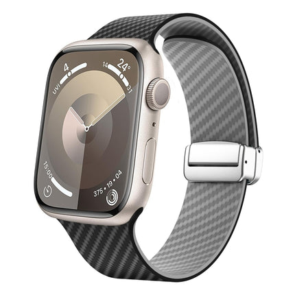 Carbon Fiber Magnetic Silver Buckle Watch Band