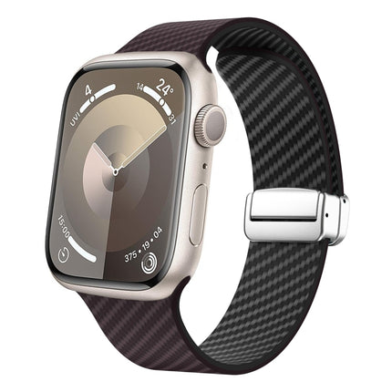 Carbon Fiber Magnetic Silver Buckle Watch Band